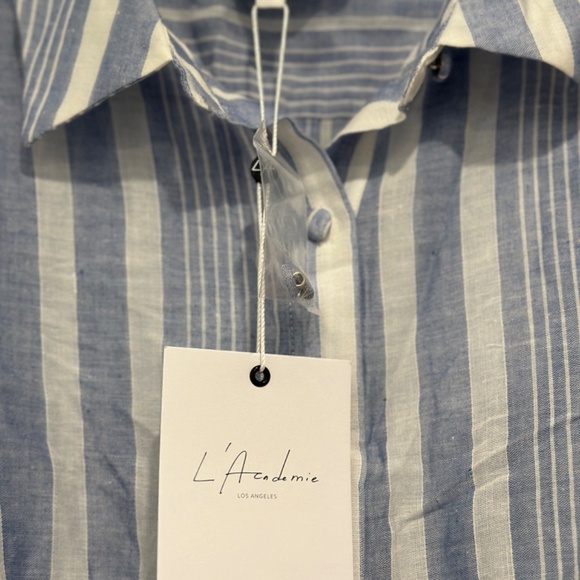 Brand New with Tags Women's L'Academie Button Down Striped Shirt - Picture 4 of 5